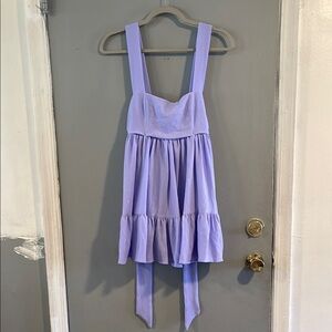 Lucy in the‎ Sky Square Neckline Mini Dress in Purple Shimmer Size S Baby Doll